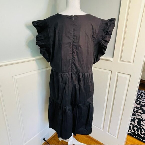 English Factory Plus Size Flutter Sleeve Tiered Ruffled Mini Dress Black 2X - Picture 7 of 10
